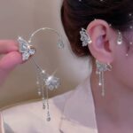 Butterfly Tassel Ear Cuff Clip Earrings – No Piercing Rhinestone Ear Wrap
