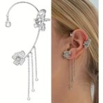 Butterfly Tassel Ear Cuff Clip Earrings – No Piercing Rhinestone Ear Wrap - Image 7