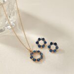 Elegant Blue Zirconia Necklace & Stud Earrings Set - Image 3