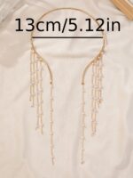 Elegant Pearl Tassel Choker Necklace – Gold-Tone Statement Jewelry for Women - Image 3
