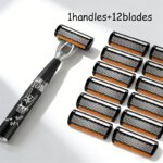 Hip-Hop Style Manual Razor for Men – Reusable Shaving Tool with 12 Replacement Cartridges - Image 6