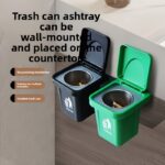 Mini Wall-Mounted Car Trash Bin with Ashtray Lid - Image 7