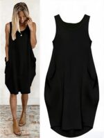 Plus Size Loose Solid Color Vest Dress - Image 8