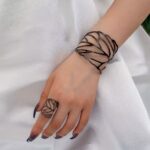 Retro Hollow Leaf Open Bangle & Ring Set (2-Piece) - Image 2