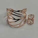 Retro Hollow Leaf Open Bangle & Ring Set (2-Piece) - Image 13