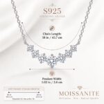 S925 Sterling Silver Necklace with 7 Moissanite Stones – 4.7 Carat Total, Adjustable Collarbone Chain - Image 4