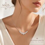 S925 Sterling Silver Necklace with 7 Moissanite Stones – 4.7 Carat Total, Adjustable Collarbone Chain