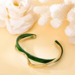 Women's Green Panel Curved Texture Bangle Bracelet - Image 6