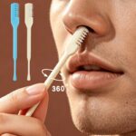 360° Rotating Dual-Head Nose Hair TrimmerCleaner, Stainless Steel, Safe Nose Hair Removal, Portable Grooming Tool with Soft Bristles, Rinseable