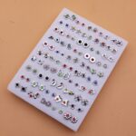 50 Pairs Random Mixed Resin Plastic Glue Needle Small Ear Studs Set - Image 4