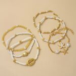 6pcs Retro Beach Style Starfish & Beaded Bracelet Set - Image 4