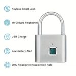 Advanced Fingerprint Smart Padlock – USB Rechargeable Keyless Security Lock - Image 13