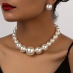 French Romantic Pearl Necklace & Stud Earrings Jewelry Set