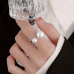 Pearl Accent Statement Ring for Women – Elegant Korean & Japanese Inspired Fashion Ring