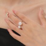 Pearl Accent Statement Ring for Women – Elegant Korean & Japanese Inspired Fashion Ring