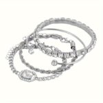 Women's Statement Punk Style Twisted Chain Rhinestone Bracelet Set - 4pcs
