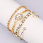 Women's Statement Punk Style Twisted Chain Rhinestone Bracelet Set - 4pcs - Image 4