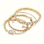 Women's Statement Punk Style Twisted Chain Rhinestone Bracelet Set - 4pcs - Image 2