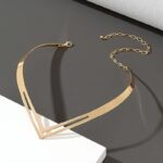 Women's Fashion Necklace – Minimalist Metal Double-Layer V-Shaped Hollow Design