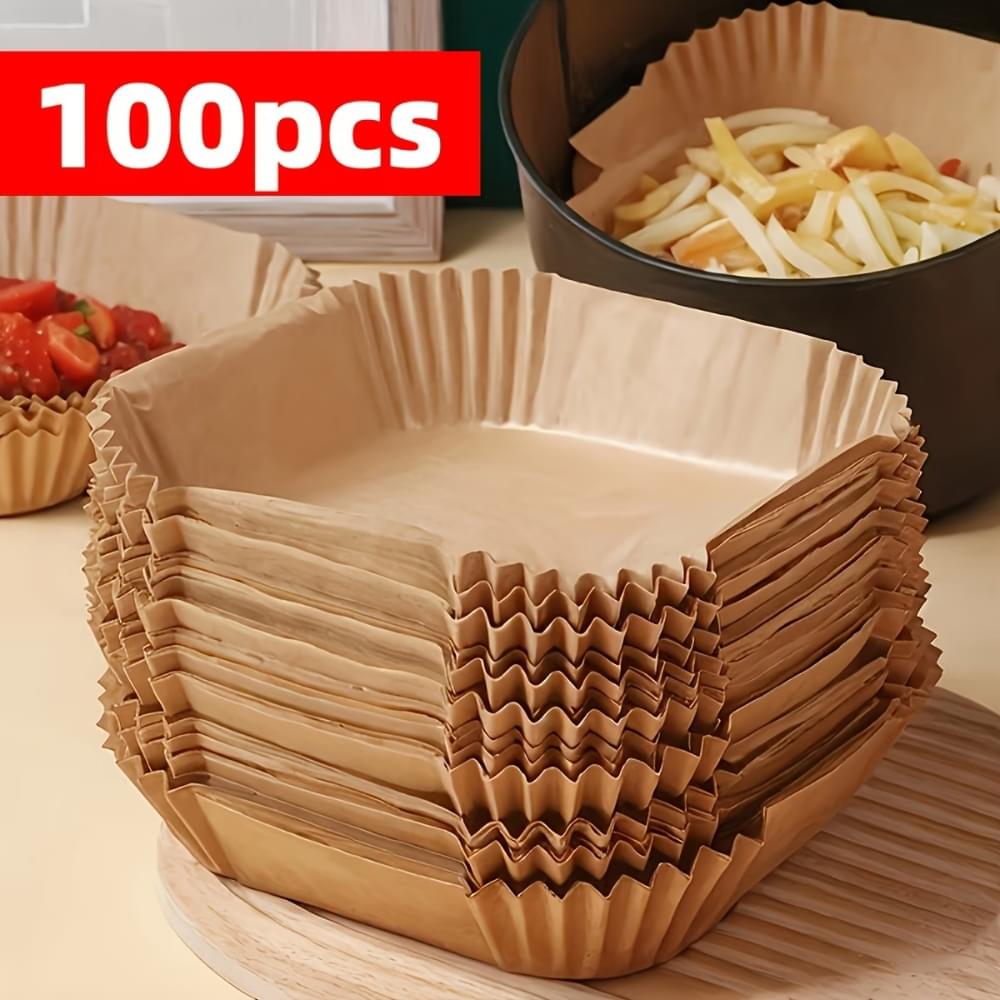 100pcs Non-Stick Air Fryer Parchment Paper (2) 100pcs Non-Stick Air Fryer Parchment Paper